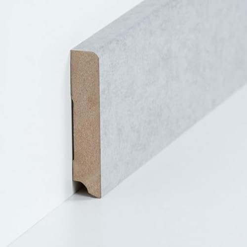 Sockelleiste MDF 19 x 96 x 2500 mm MDF-Kern foliert Grau zum Kleben, Schrauben & Nageln Fußleiste by PROVISTON 2.5 Meter | 1 Stück