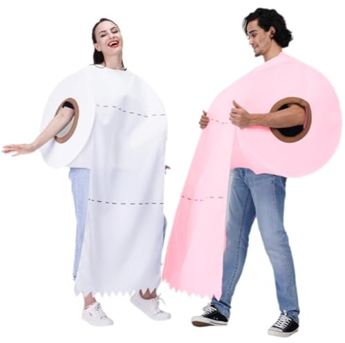 Tsffae 2-teiliges Lustiges Rollenpapier-kostüm Für Erwachsene, Halloween-Paar-kostüme, Toilettenpapierrolle, Cosplay-kostüm, Halloween, Weihnachten, Rollenspiel-kostüm