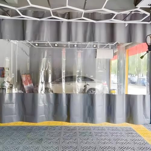 Transparent PVC Industrial Divider Curtains Windproof and Waterproof Outdoor Garage Pergola Door Curtain for Car Wash Gray