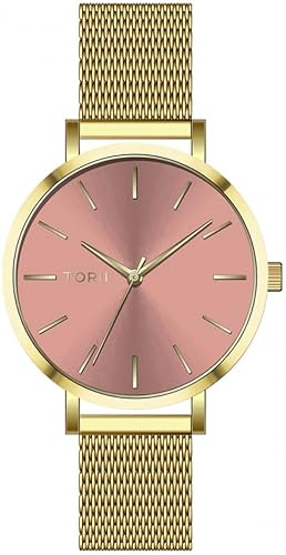 TORII Damenuhr Rosa Edelstahl - rund Quarz G33GS.CG Milanaise-Armband Strichindizes wasserdicht 50 m