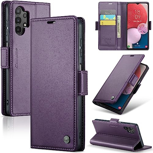 Rerzoiro Handyhülle für Samsung Galaxy A13 4G/5G Hülle, Premium PU Lederhülle Klappbar Flip Case [RFID Blocker] Tasche Magnet Kartenfach Klapphülle Schutzhülle für Samsung Galaxy A13, Lila