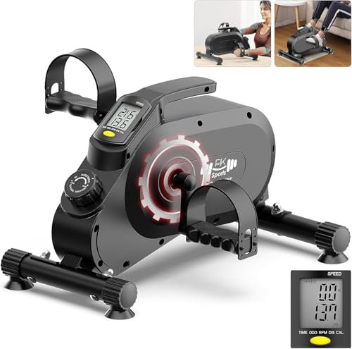 FK Sports Mini Exercise Bike - 8 Magnetic Levels Resistance, LCD Screen Display, Quiet Foot Pedal Exerciser, Smooth Under Desk Bike, Desk Pedal Bike for Arms & Legs, Workout Equipment for Home