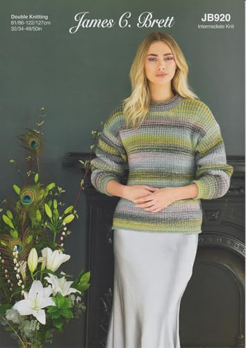 James Brett Ladies Sweater Double Knitting Pattern Womens Jumper (JB920)