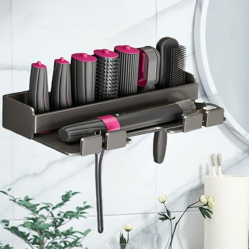 YTUGIL Föhnhalter Wand Ohne Bohren, Föhn und Glätteisen Halterung Für Styler Lockenstab Zubehör, Edelstahl Föhn Halterung für Styler Lockenstab Zubehör,für Haus Bad Veranstalter