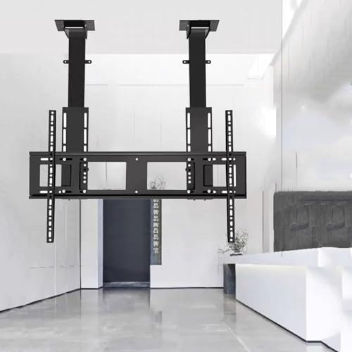 Ascensore elettrico per TV con altezza regolabile - Supporto da soffitto motorizzato con telecomando, ascensore televisivo elettrico telescopico con sollevamento automatico, adatto per supporto TV