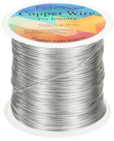sourcing map Artistic Wire 203ft Length 24 Gauge Copper Craft Jewelry Wrapping Wire Tarnish Resistant Beading for Jewelry Making Supplies Crafting, Bright Silver