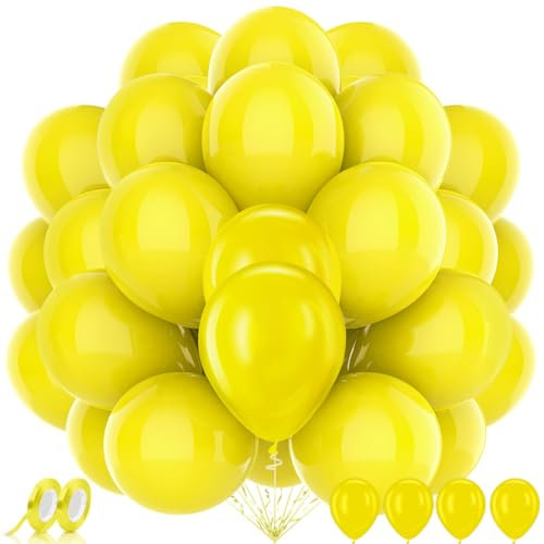 AhfuLife 100 Stück Gelb Luftballons Geburtstag, Helium Luftballons Gelbe, Ballon Premium Girlande für Faschings, Klassenzimmer, Hochzeit, Garten, Honigbiene Party, Abschlussball, Picknick Deko