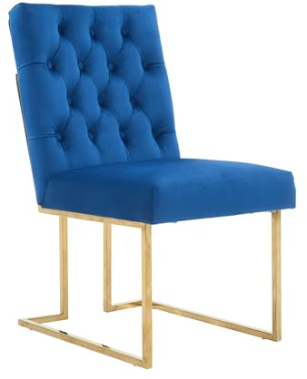 Siena Tufted Velvet Dining Chair – Luxury Upholstered Accent Chair with Gold Frame, Legs & Back Handle for Modern Glam Interiors Dining Room Living Room Restaurants