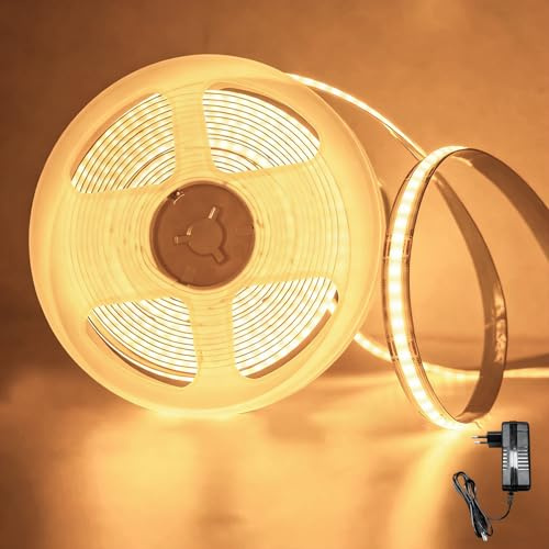 Macchiatto 2m COB LED Streifen Warmweiss 3000K, 640 LEDs Dimmbar Lichtband CRI90+, COB LED Strip Punktlos Flexible für TV Hintergrundbeleuchtung Schlafzimmer Küche Kleiderschrank