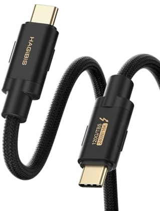 Hagibis Câble Thunderbolt 5 (certifié Intel), transfert de données 120 Gbit/s, charge rapide 240 W, câble USB-C pour écran 16K @ 60 Hz, compatible Thunderbolt 4/3, USB4/3, pour iPhone 16/15, MacBook