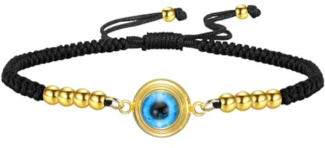 EUEAVAN Bracelets Evil Eye ajustables à 7 nœuds, bracelets de cheville pour couples en fil rouge porte-bonheur faits main, amulette grecque Kabbalah Bijoux