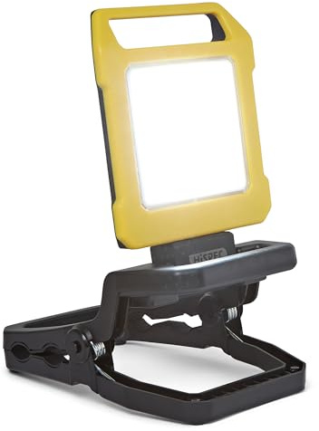 HiSPEC 10W Rechargeable LED Work Light with Magnet and Clamp | Portable IP54 Rated Outdoor Battery Floodlight with USB Re-Charging | Cordless Lighting for Work Sites and Construction Sites