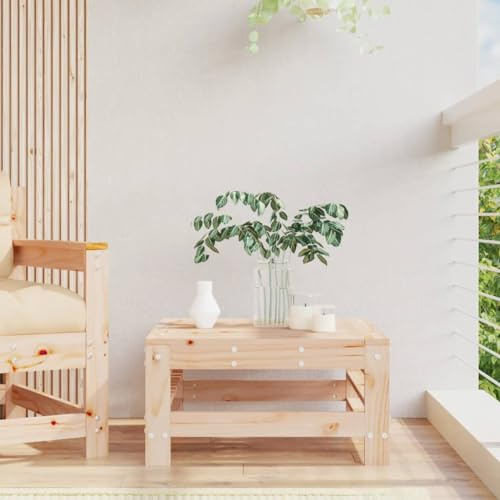 Ziaphsol Gartenhocker Massivholz Kiefer, 57,5x57,5x30 cm, robuster Outdoor Hocker für Terrasse, Balkon, Gartenmöbel, vielseitig als Beistelltisch nutzbar, unbehandeltes Holz
