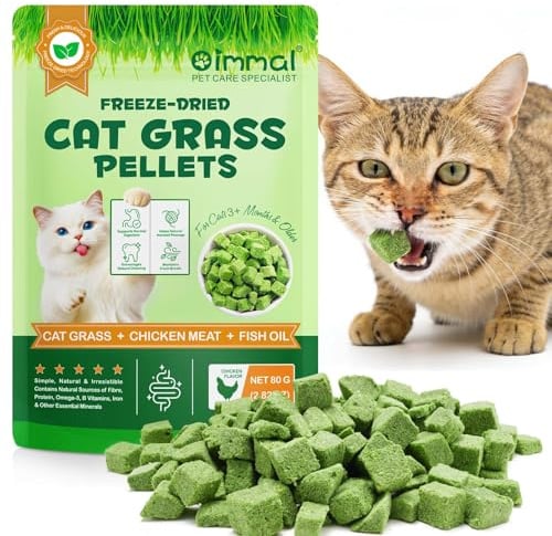 Snack per Gatti con Erba Gatta, 80g Crocchette di Erba Gatta Liofilizzata, Premio Naturale per Favorire la Digestione, Controllo dei Boli di Pelo, Cura Dentale, Ricetta con Pollo & Olio di Pesce