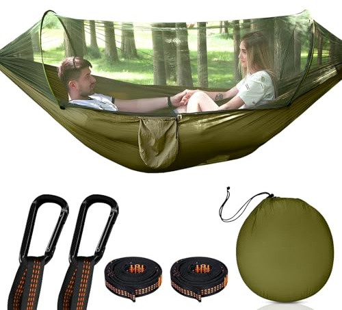 Ultra-Light Reisecamping Hängematte Moskitonetz Hängematte, 300 kg Tragkraft, atmungsaktiv Schnelltrocknendes Fallschirm-Nylon, 290 x 140 cm