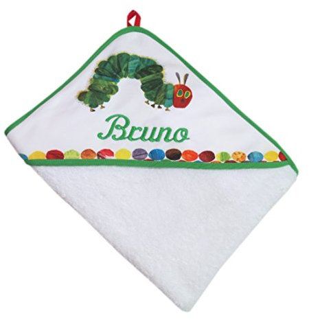 Smithy Kapuzentuch mit Ihrem Wunsch Namen in der abgebildeten Stickschrift bestickt Raupe Nimmersatt 100 cm x 100 cm