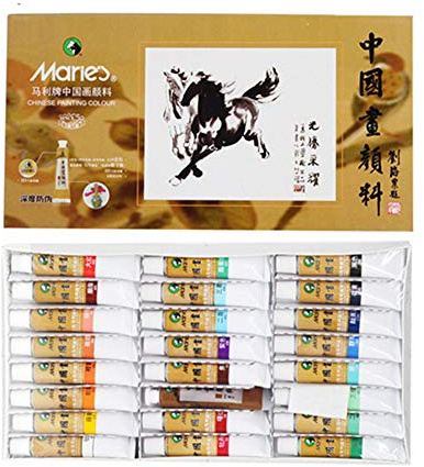 YL003 Hmayart Marie's Chinese Painting Traditional Color Tubes Set 12 ml for Sumi-e Xieyi and Gongbi Painting (24colors*12ml)