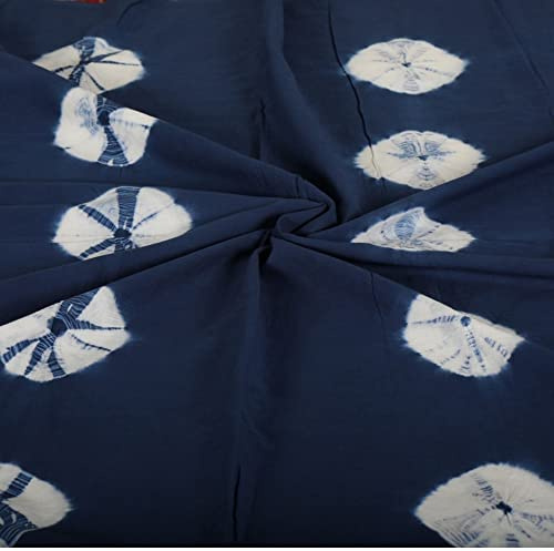 Trade Star Indigo Tie Dye Indische Baumwolle Handgefertigter Stoff zum Schneidern 4,5 m Shibori Stoff natürlich gefärbtes Textil zum Nähen (Muster 8)