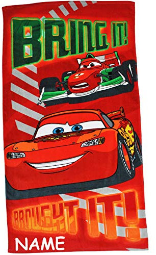 alles-meine.de GmbH Badetuch/Strandtuch - Cars Lightning McQueen - incl. Name - 70 cm * 140 cm - Frottee/Velours - 100% Baumwolle - Handtuch - Mädchen & Jungen - 70x140 für ..