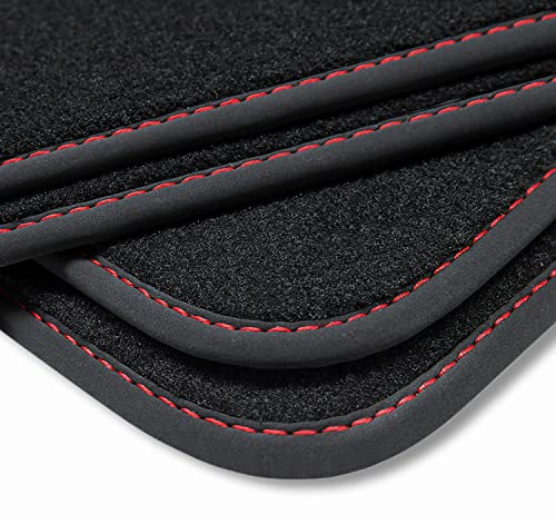 teileplus24 BV524 Velours Fußmatten kompatibel mit Nissan Qashqai 2 J11 2013-2021 Trittschutz Fahrermatte, Naht:Rot