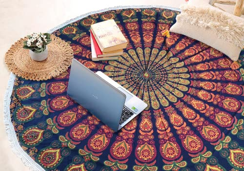 AVA Collections Yaga-Matte mit Mandala-Motiv, rund, aus Baumwolle, 183 cm hoch