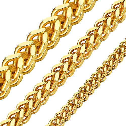 ChainsHouse Franco Kette Edelstahl/Vergoldet/Schwarz Halskette 3mm/4mm/6mm breit 36cm-76cm lang für Damen und Herren