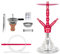 Shisha King® SKS 633 Fiesta Shisha Set Hookah 56 cm Alu + Zubehör | 2 Anschluss Wasserpfeife Komplett Set Silikonschlauch Kaminkopf Mundstück Kaminaufsatz 18/8 Schliff schöne stabile Glas Bowl (pink)