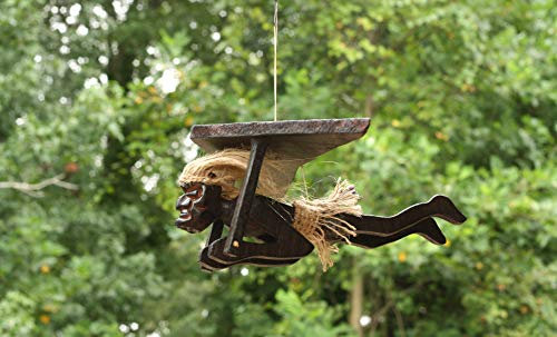G6 Collection Handgefertigte Holzstatue mit Gleitschirmfliegen, Tribal-Statue, Skulptur, Tiki-Bar, handgefertigt, einzigartiges Geschenk, Heimdekoration, Kunstwerk, handgeschnitzt (hängend gleitend)