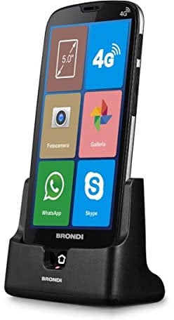 Brondi Amico XS unlocked - 8 GB Smartphone Dual Sim, Connettore reversibile Type-C, Android 10, Nero, 5.0
