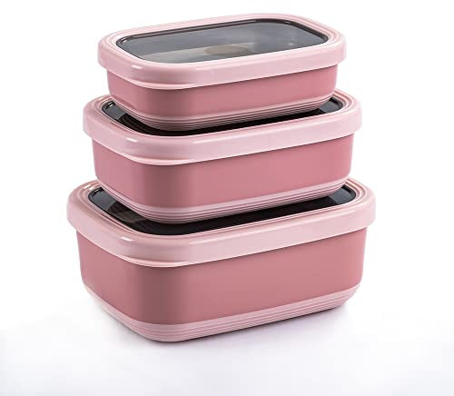 Lille Home Premium Stainless Steel Food Containers/Bento Lunch Box With Anti-Slip Exterior, Set of 3, 470ML, 900ML,1.4L, Leakproof, BPA Free