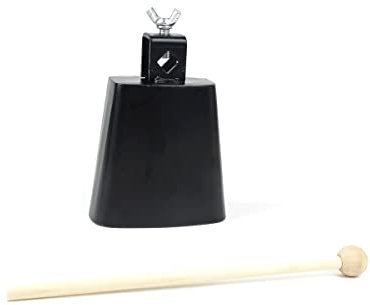 LOONELO Kuhglocken, Metall-Stahl-Kuhglocke mit Schlägel für Schlagzeug-Set, Percussion, Geräuschmacher für Sportveranstaltungen, Hochzeiten, Partys, Konzerte (10,2 cm)