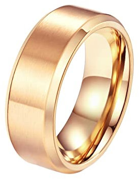 KnBoB 8MM Männer Ring Verlobung, Rosegold Matt Gebürstet Edelstahl Partnerringe Verlobungsringe für Herren Größe 52 (16.6)