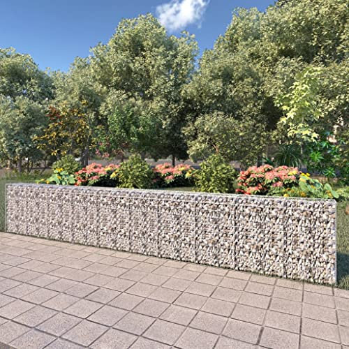 KOIECETA Gabionenwand mit Abdeckung Gabione Steinkorb Steingabione Gabionen Wand Drahtkorb Draht Mauer Garten (600 x 30 x 100 cm)