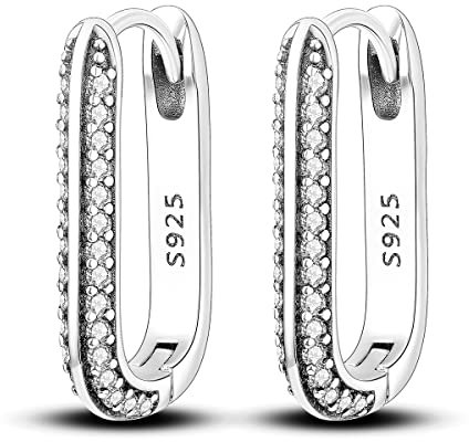 NARMO 925 Sterling Silber Ohrringe U Shaped Hoop Ohrringe für Frauen Cubic Zirkonia Silber Reifen Hypoallergene Ohrringe