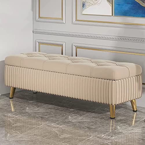 Samt Sitzbank Sitz mit Stauraum,gepolsterte Stauraum Sitzbank Sitz mit Knopfbüscheln,rechteckige Lifttop-Stauraumbank,Eingangsbank mit Metallbeinen,Ende der Bettbank für Schlafzimmer Wohnzimmer