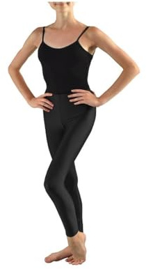 Prime fashions Leggings brillantes sin pies para niñas, gimnasia, ballet, baile, nailon, para niños, Negro, 7-8 Años