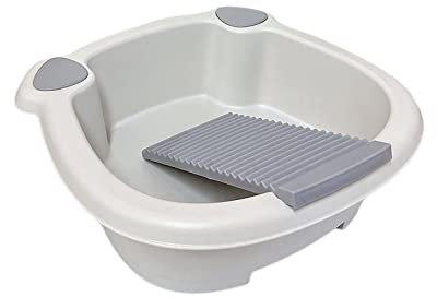 MagiDeal Lavabo à Linge avec Planche à Laver, Seau à Linge pour Lavage à la Main Bassin pour Linge Bac à Linge Japonais -shirt, sous-Vêtements, GRISE