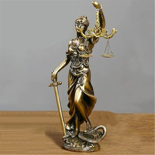 KTYDRY Statue Göttin der Gerechtigkeit, griechisches/römisches antikes Design für Büro, Bücherregal, Tisch oder Garten, Kunsthandwerk, Engelskulptur (9,4 x 5,1 x 18,8 cm)