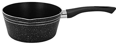 Royalford Milk Pan 18 Cm Multipurpose Saucepan - Non-Stick Coating Soup Pot Milk Pan, Easy to Clean, Induction Sauce Pot with Pour Spout, Black