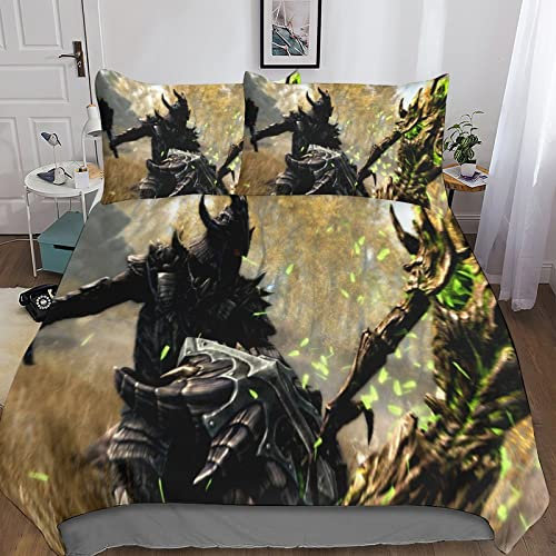 4550-the-elder-scrolls-v-skyrim-special-edition-4 3D Gedruckte Bettwäsche Set 3teilig Bettbezüge Mit Reißverschluss Weiche Und Angenehme Schlafkomfort Microfaser Bettbezug Retro Kinder Mit Kissenbezu