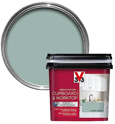 V33 Vernice per mobili e piani di lavoro, 750 ml, senza sottopelo, finitura durevole, alta resistenza all'acqua, macchie e graffi, lavabile, resistente ai prodotti per la pulizia