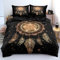 YUTNSAN Bettwäsche 200x220cm Traumfänger Gold Federn Muster Mädchenbettwäsche Kinderbettwäsche Set 3 Teilig Mikrofaser Schwarz Boho Bettbezug mit Reißverschluss und Kissenbezug 80x80cm