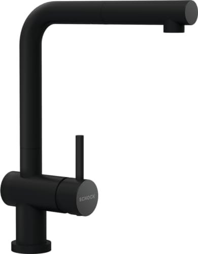 SCHOCK 540128PUR Küchenarmatur EPOS W-Niederdruck Vorfensterarmatur mit ausziehbarem Auslauf und Standard Norm-Anschlüssen, Puro