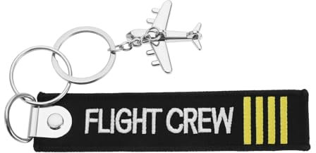 eMagTech Flightcrew Schlüsselanhänger mit Miniatur Flugzeug Anhänger aus Stoff für Alle Piloten, schwarzes Band mit Ring für Alle Piloten Flugbegleiter und Berufspiloten