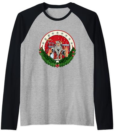Weihnachtsmann Schlagzeuger | Trommelset | Frohe Weihnachten Raglan