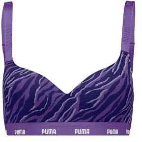 PUMA Women's Printed Sports Bra, Astor Purple, XS