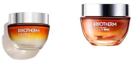 BIOTHERM Blue Therapy Revitalize Day Cream, straffende Tagescreme mit braunem Algenextrakt & Blue Therapy Revitalize Night Nachtcreme, Nachtpflege mit braunem Algenextrakt und Resveratrol
