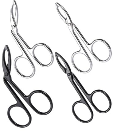 Beaupretty Pinzette Per Sopracciglia Da Donna e Forbici Per Rifinire Sopracciglia in Acciaio Resistente 4 Pezzi Punte Dritte e Curve Piccole e Portatili Precisione