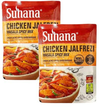 Suhana Spices Mix Powder (Ready To Eat) - Curry Masala Recipe Mixes Casserole Seasoning Herbs - Simplifies & Speeds Up Cooking Process (Pack of 2, Chicken Jalfrezi Mix (Dairy Free) 50g (RTE))