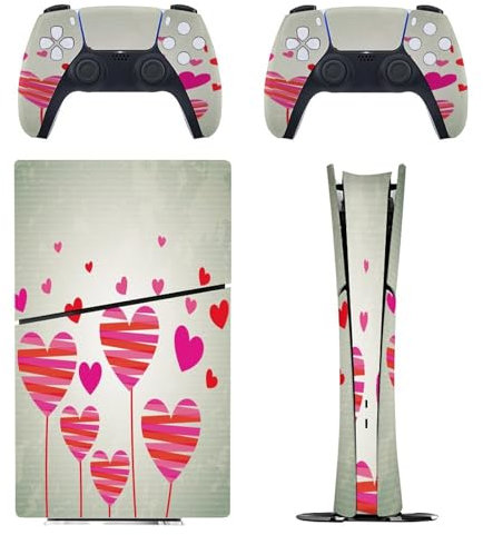 Love Design Over Pattern kompatibel mit PS5 Slim Konsole Skin und Controller Digital Edition Skins Set, präzise Passform und einfache Installation